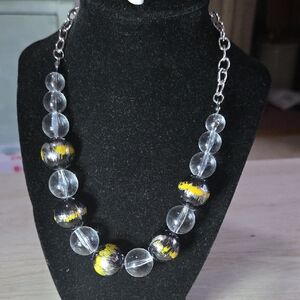 🌹#71 Paparazzi Yellow and Silver Necklace with Bold Beads